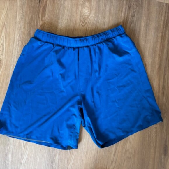 Lululemon Men's 7" Inseam Unlined Teal Blue Shorts EUC Large - Picture 1 of 7